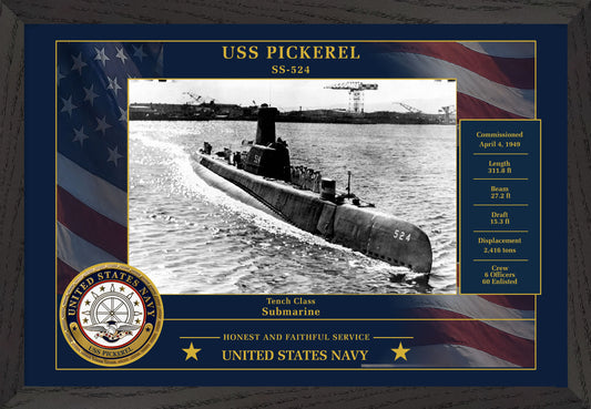 USS Pickerel SS-524 Framed Patriotic Photo