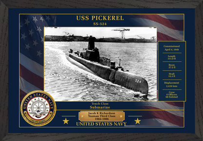 USS Pickerel SS-524 Framed Patriotic Photo