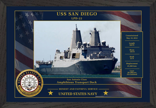 USS San Diego LPD-22 Framed Patriotic Photo