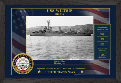 USS Wiltsie DD-716 Framed Patriotic Photo