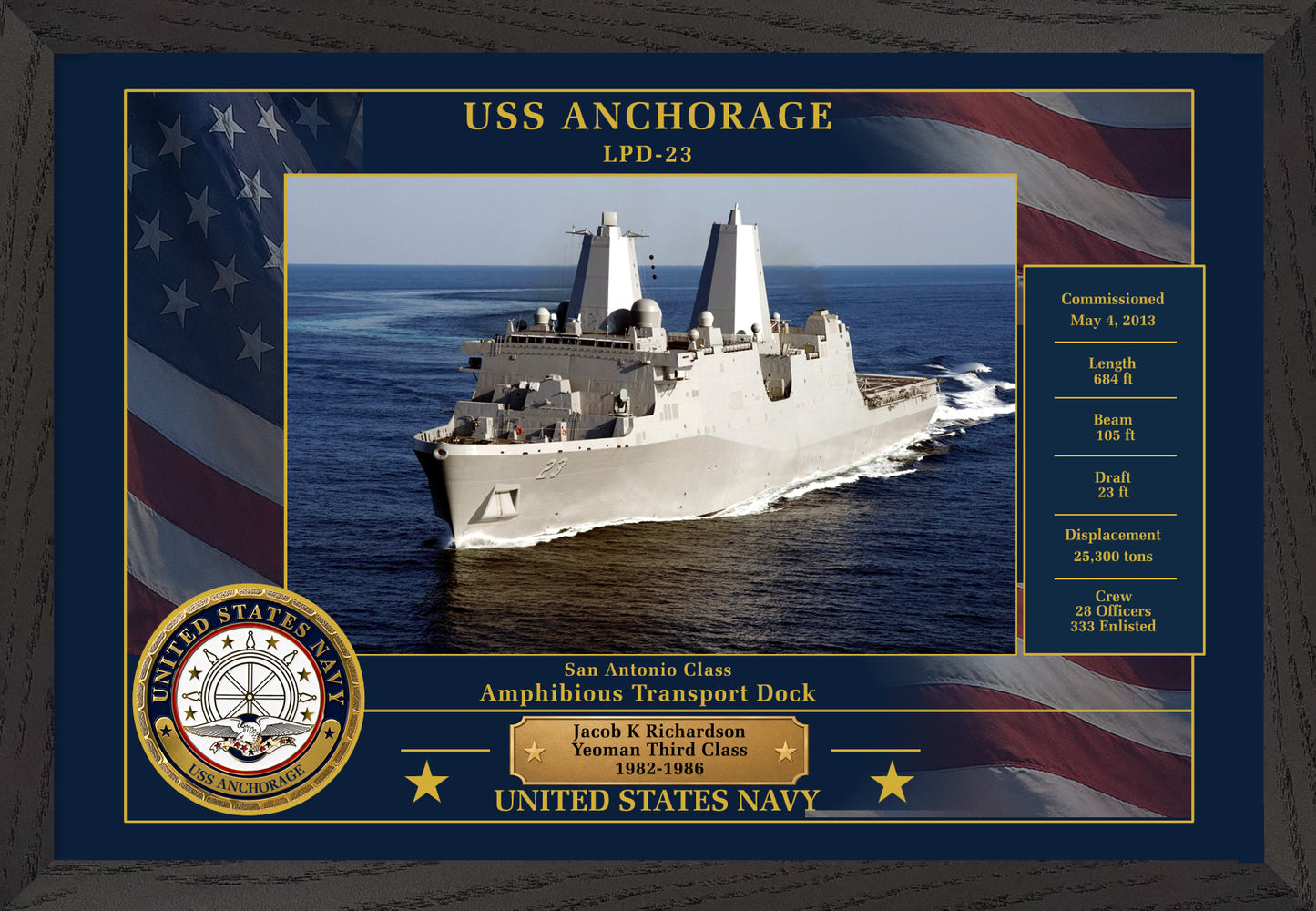 USS Anchorage LPD-23 Framed Patriotic Photo