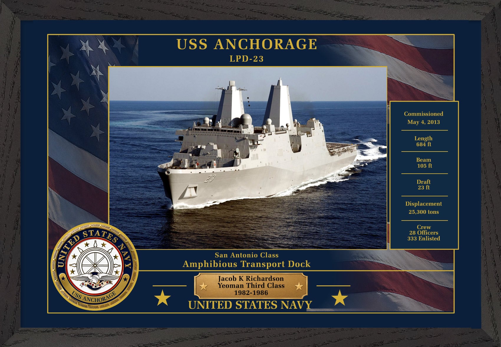 USS Anchorage LPD-23 Framed Patriotic Photo