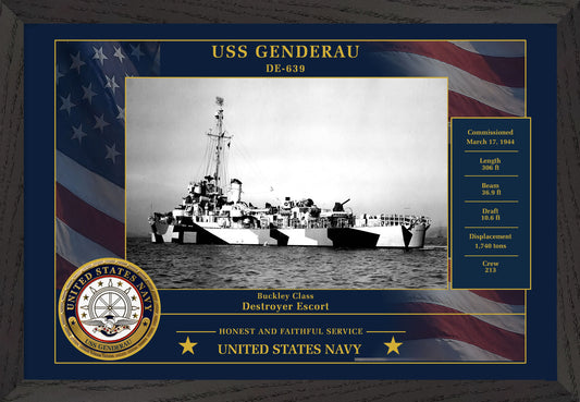 USS Genderau DE-639 Framed Patriotic Photo