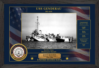 USS Genderau DE-639 Framed Patriotic Photo