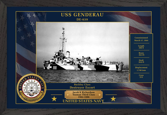 USS Genderau DE-639 Framed Patriotic Photo