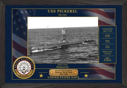 USS Pickerel SS-524 Framed Patriotic Photo