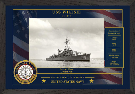 USS Wiltsie DD-716 Framed Patriotic Photo