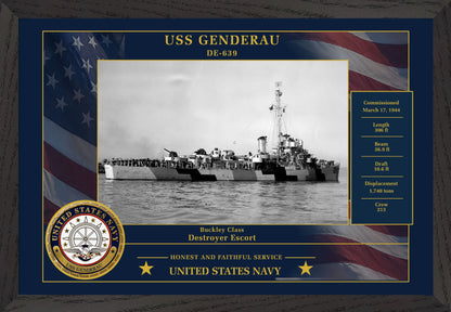 USS Genderau DE-639 Framed Patriotic Photo