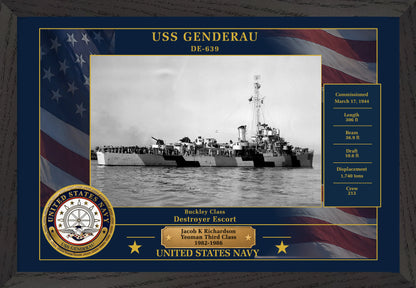 USS Genderau DE-639 Framed Patriotic Photo