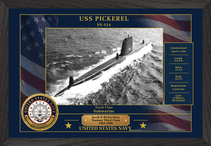 USS Pickerel SS-524 Framed Patriotic Photo