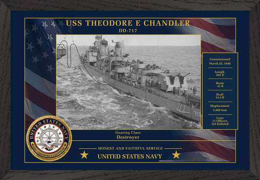 USS Theodore E Chandler DD-717 Framed Patriotic Photo