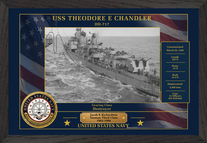 USS Theodore E Chandler DD-717 Framed Patriotic Photo