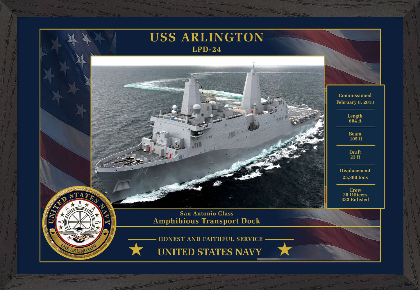 USS Arlington LPD-24 Framed Patriotic Photo