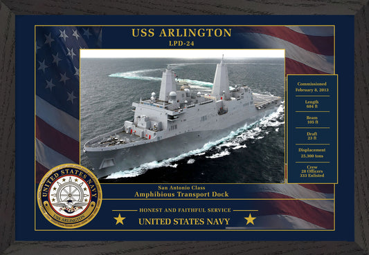 USS Arlington LPD-24 Framed Patriotic Photo