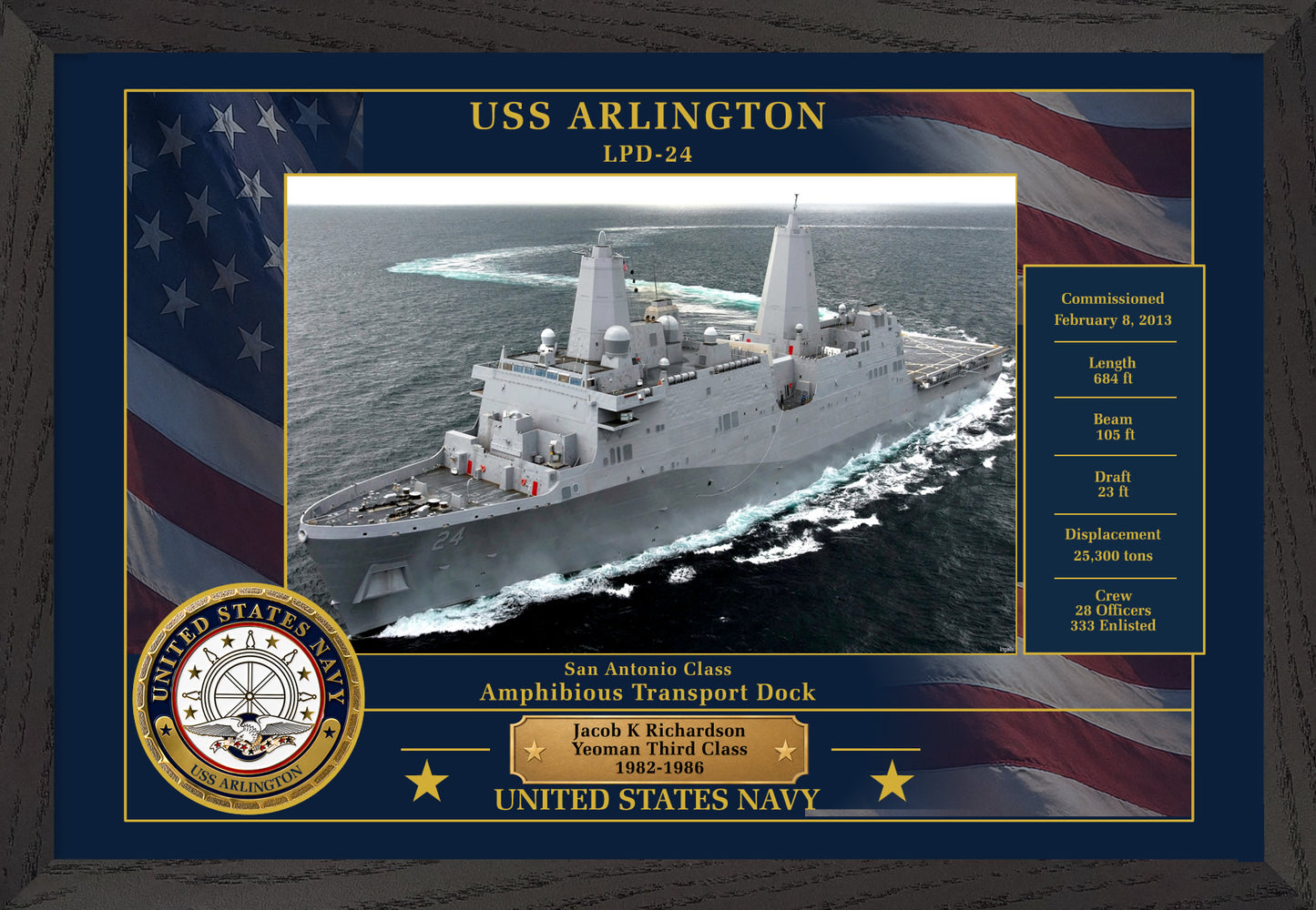 USS Arlington LPD-24 Framed Patriotic Photo