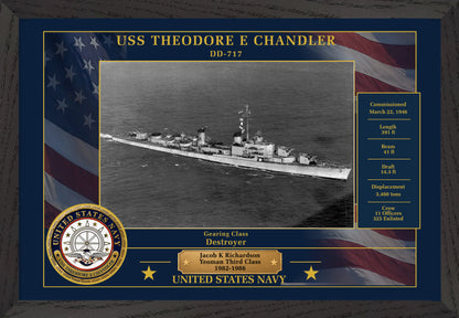USS Theodore E Chandler DD-717 Framed Patriotic Photo