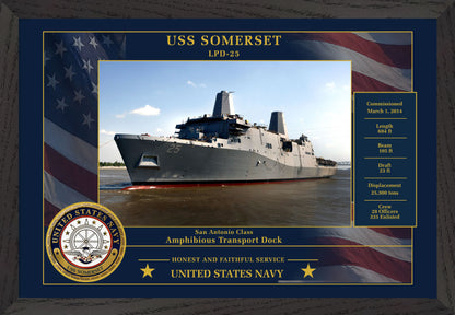 USS Somerset LPD-25 Framed Patriotic Photo
