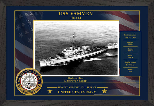 USS Vammen DE-644 Framed Patriotic Photo