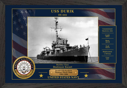 USS Durik DE-666 Framed Patriotic Photo