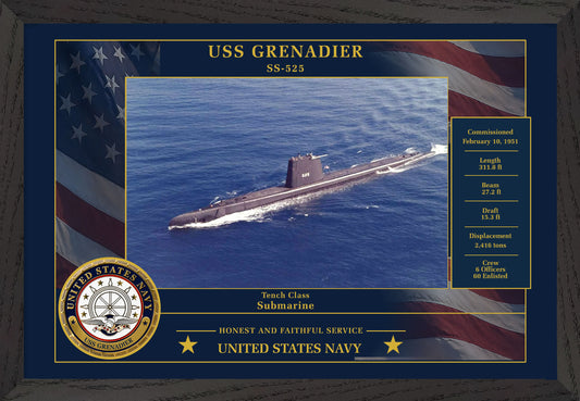 USS Grenadier SS-525 Framed Patriotic Photo
