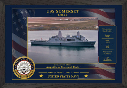 USS Somerset LPD-25 Framed Patriotic Photo