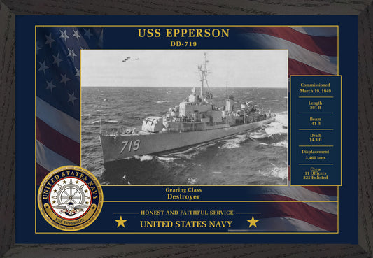USS Epperson DD-719 Framed Patriotic Photo
