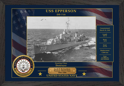 USS Epperson DD-719 Framed Patriotic Photo