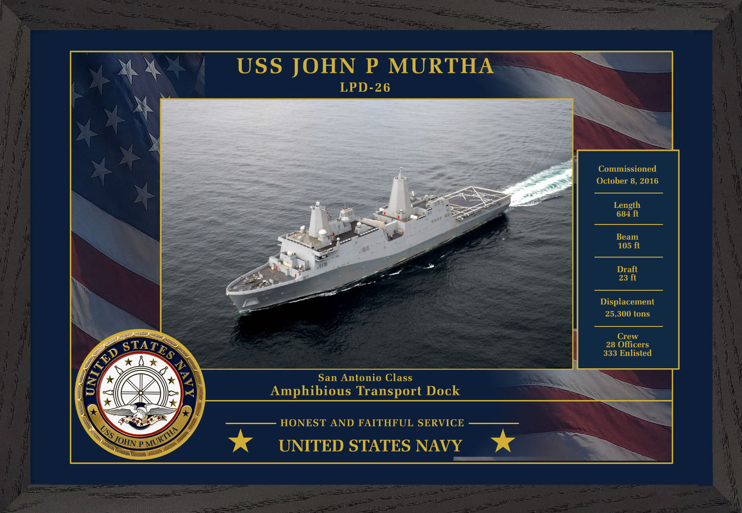 USS John P Murtha LPD-26 Framed Patriotic Photo