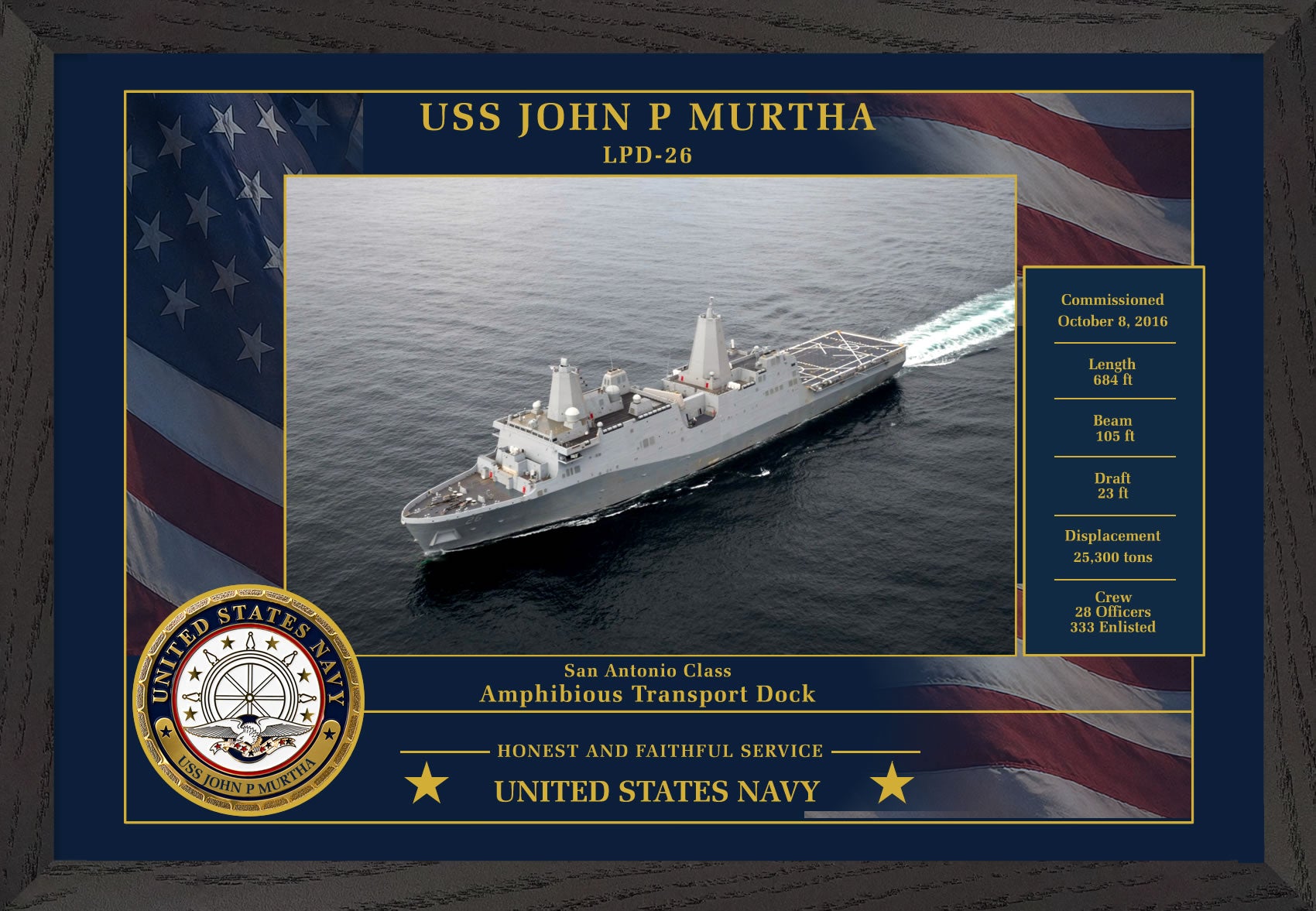 USS John P Murtha LPD-26 Framed Patriotic Photo
