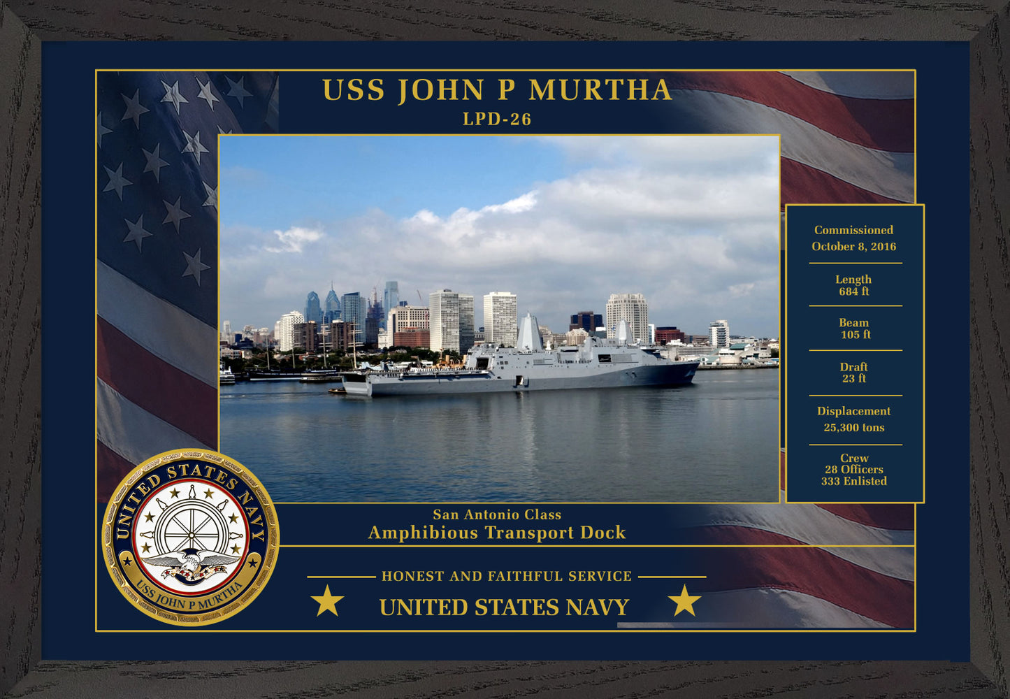 USS John P Murtha LPD-26 Framed Patriotic Photo