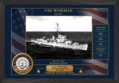 USS Wiseman DE-667 Framed Patriotic Photo