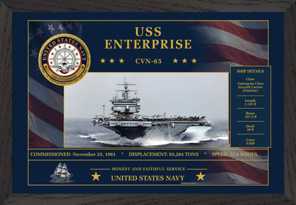 USS Enterprise CVN-65 Framed Patriotic Art