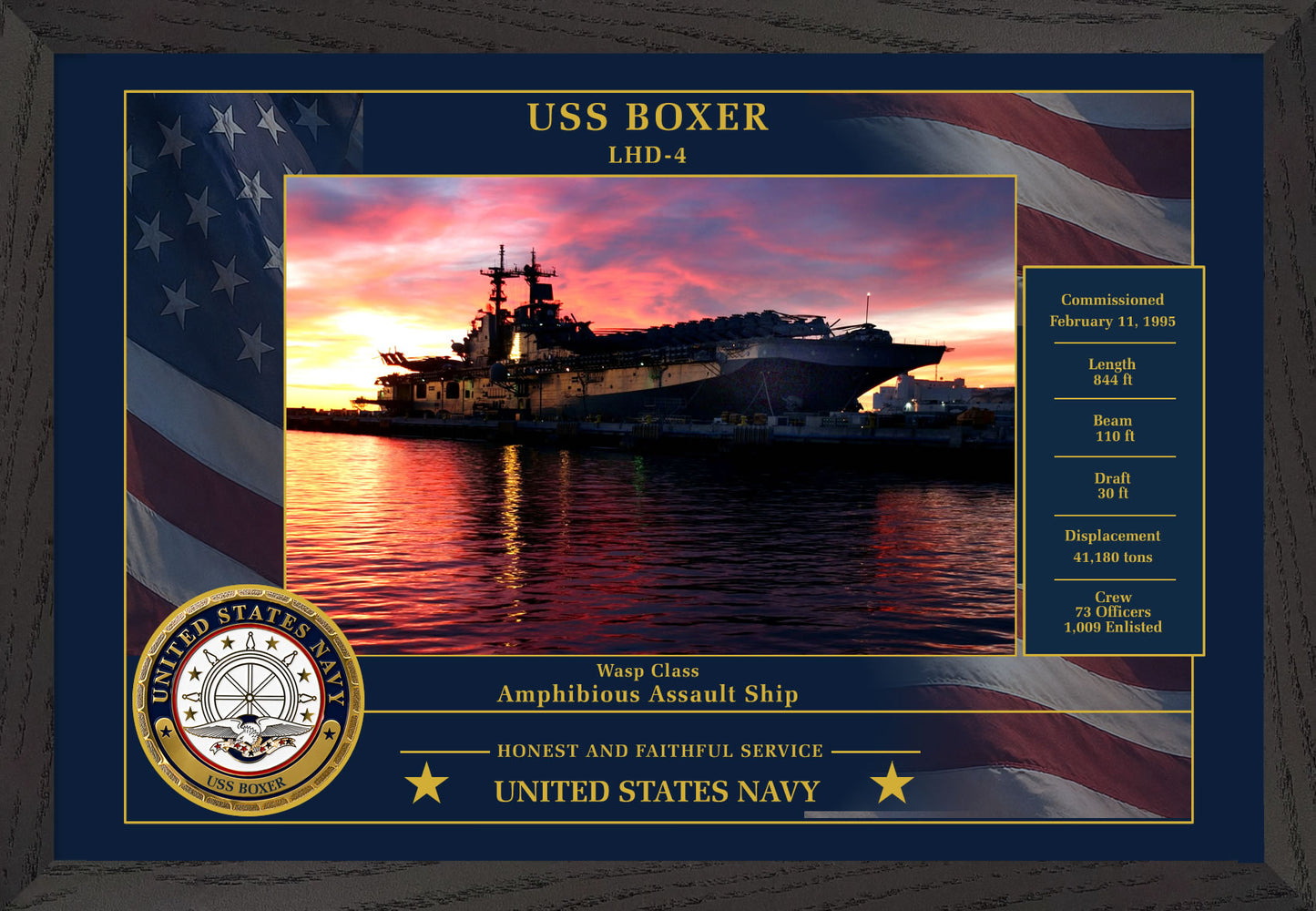 USS Boxer LHD-4 Framed Patriotic Photo