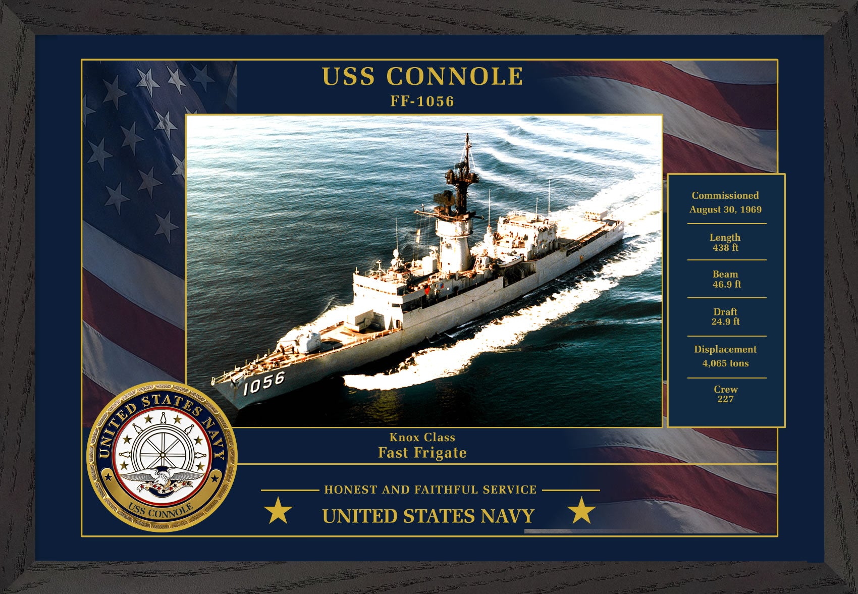 USS Connole FF-1056 Framed Patriotic Photo