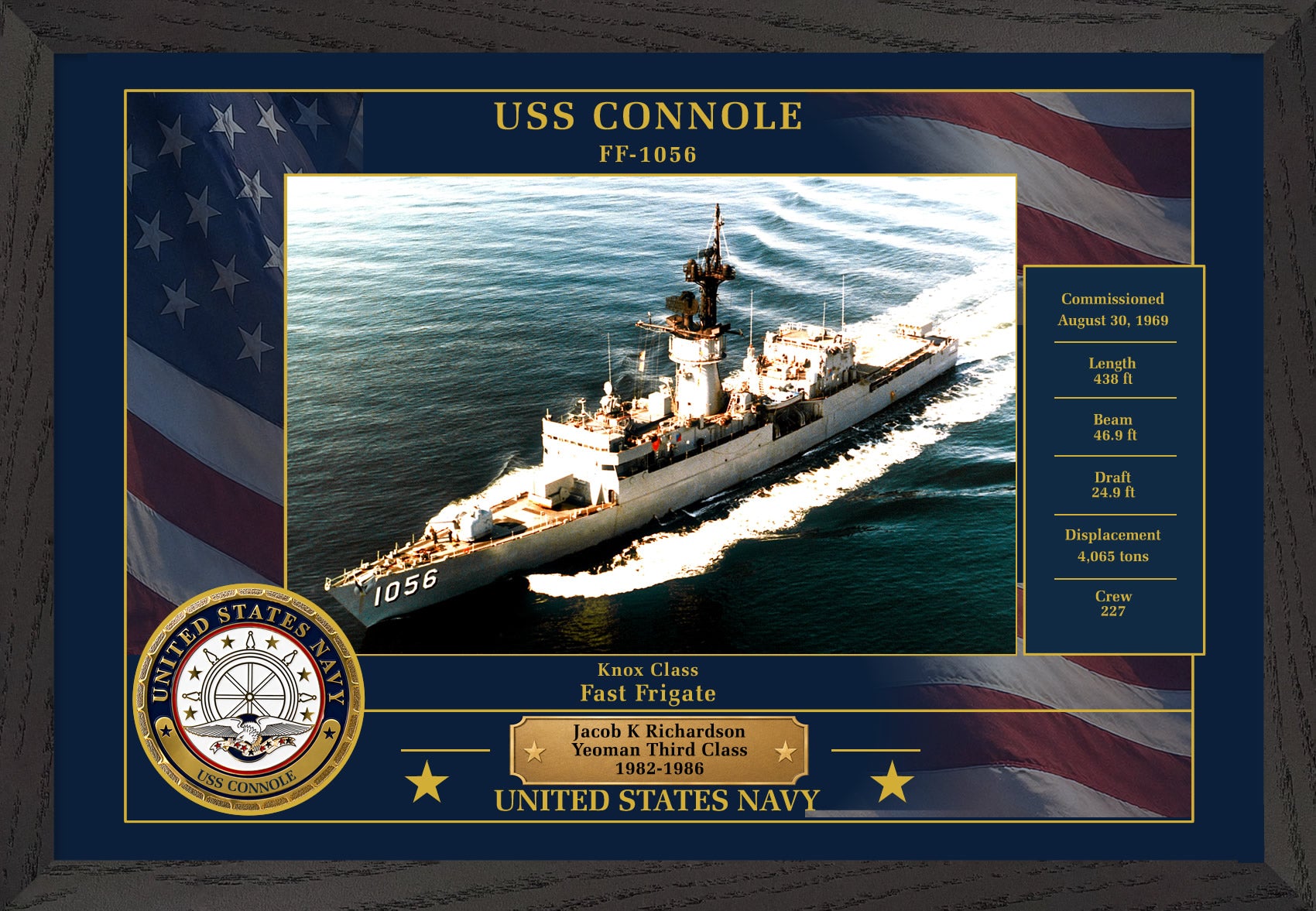USS Connole FF-1056 Framed Patriotic Photo