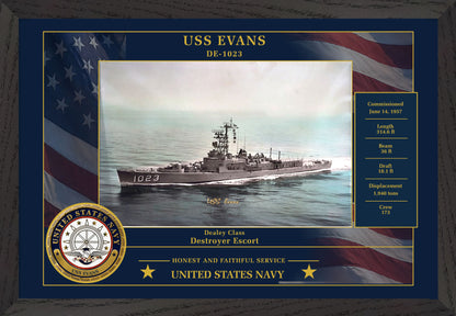 USS Evans DE-1023 Framed Patriotic Photo