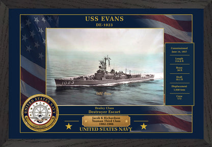 USS Evans DE-1023 Framed Patriotic Photo
