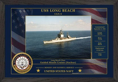USS Long Beach CGN-9 Framed Patriotic Photo