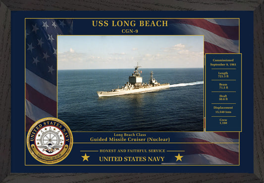 USS Long Beach CGN-9 Framed Patriotic Photo
