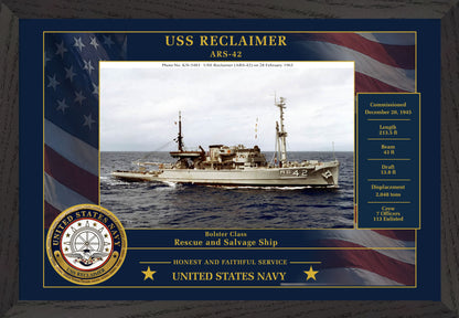 USS Reclaimer ARS-42 Framed Patriotic Photo