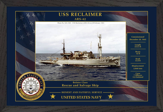 USS Reclaimer ARS-42 Framed Patriotic Photo