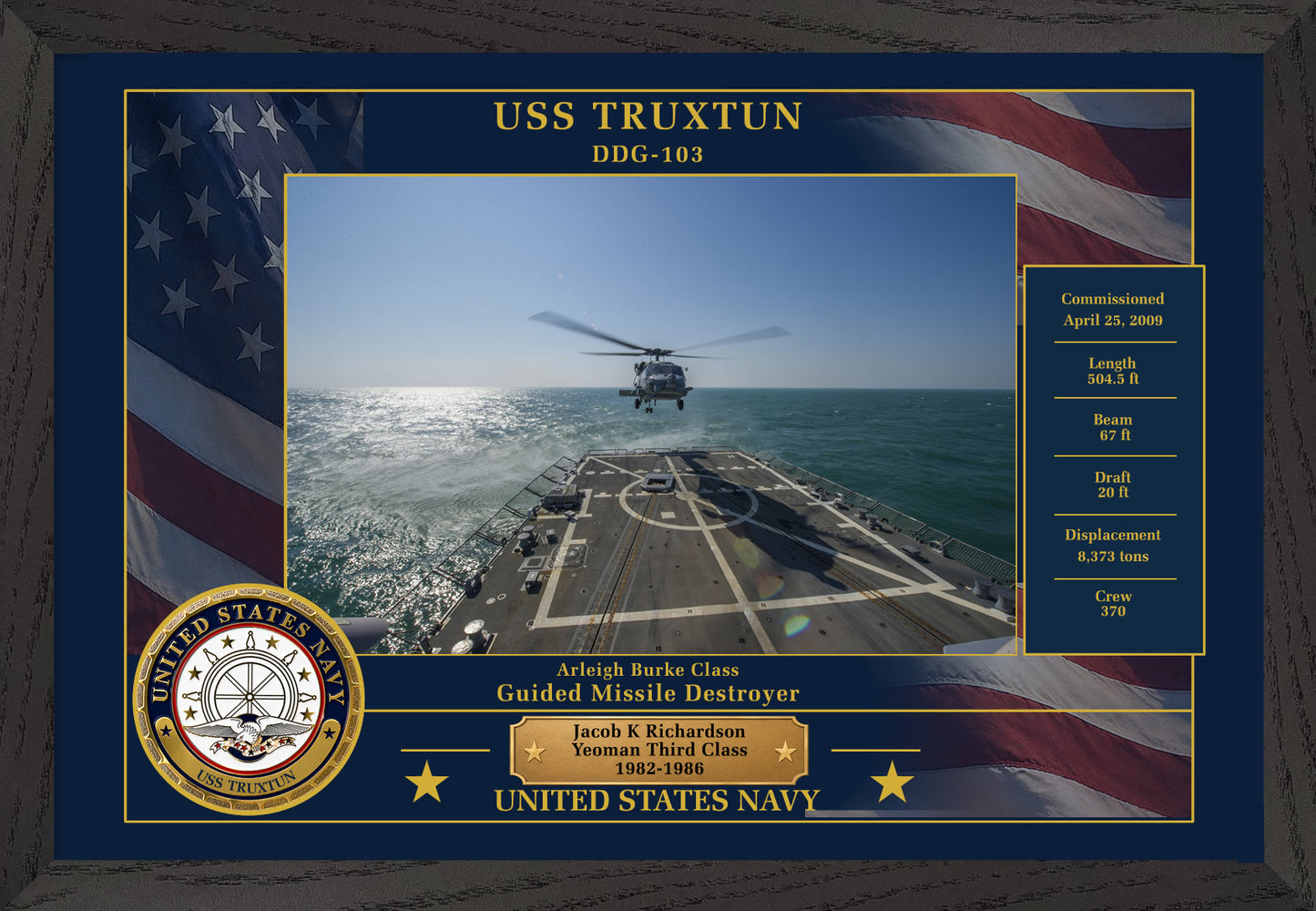 USS Truxtun DDG-103 Framed Patriotic Photo