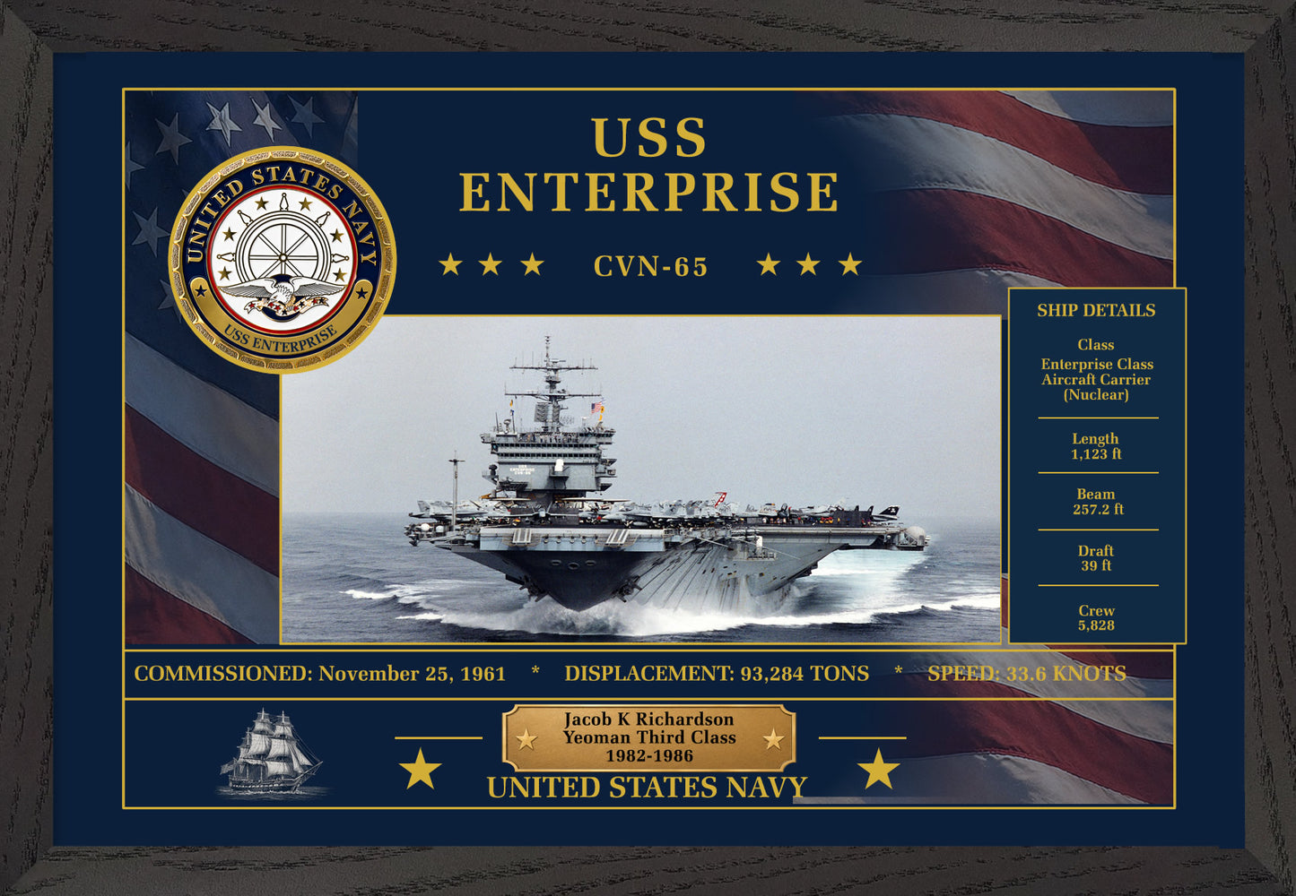 USS Enterprise CVN-65 Framed Patriotic Art