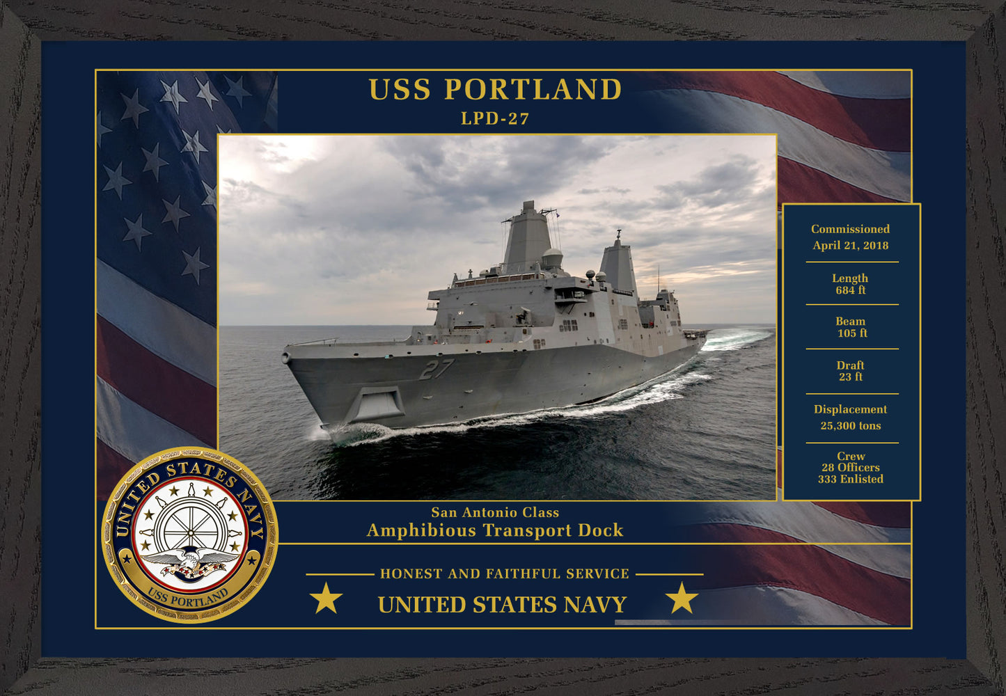USS Portland LPD-27 Framed Patriotic Photo