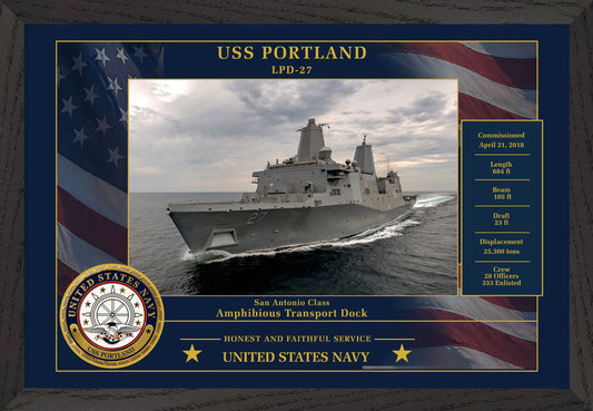 USS Portland LPD-27 Framed Patriotic Photo