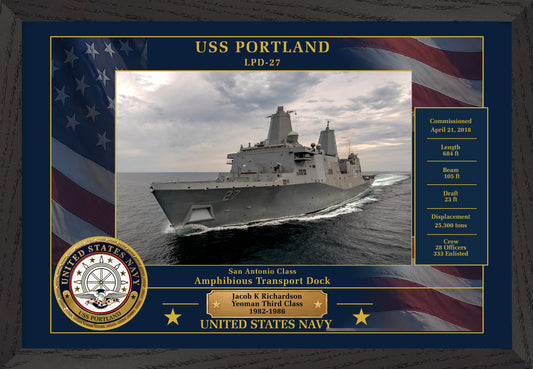 USS Portland LPD-27 Framed Patriotic Photo