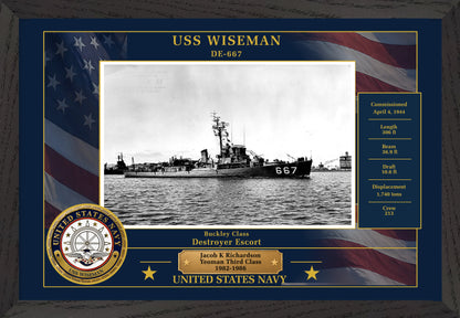 USS Wiseman DE-667 Framed Patriotic Photo