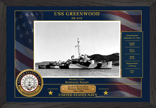 USS Greenwood DE-679 Framed Patriotic Photo