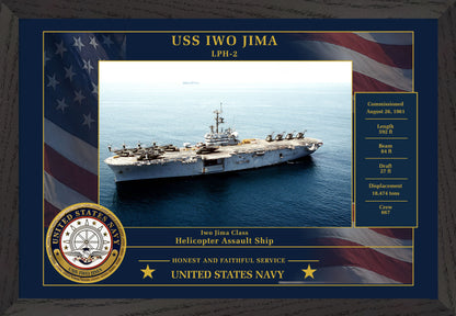 USS Iwo Jima LPH-2 Framed Patriotic Photo
