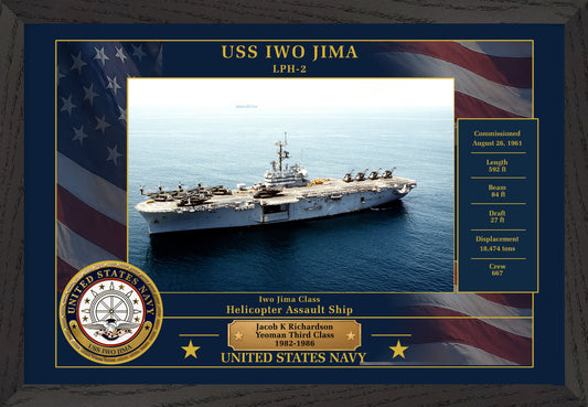 USS Iwo Jima LPH-2 Framed Patriotic Photo